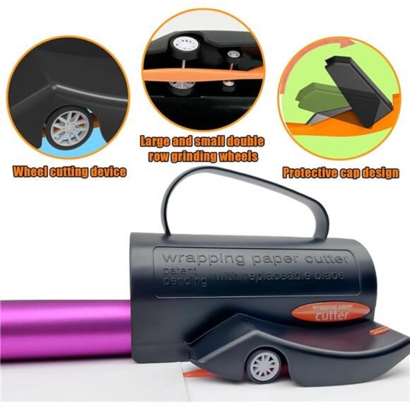 Wrapping Paper Roll Cutter with 3 PCS Blade Christmas Gift Wrap Cutter Tool - Picture 4 of 7